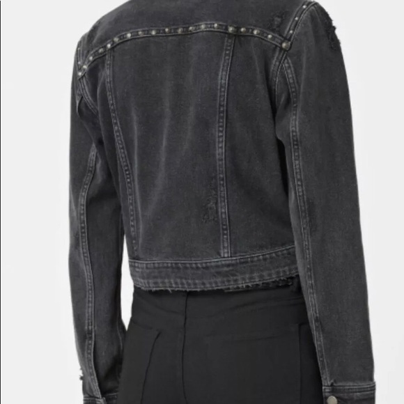 All Saints Zita Studded Distressed Denim Jacket - Picture 4 of 4